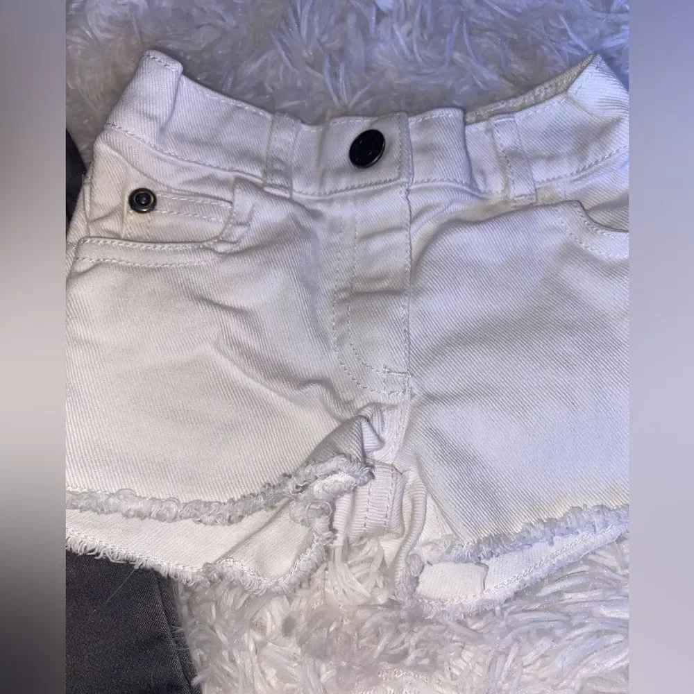 Bundle (1) 0-3M Cat & Jack Gray Jeans and (1) Carter’s 3M White Jean Shorts
